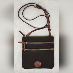 Dooney & Bourke Nylon North South Triple Zip, (Chocolate)
